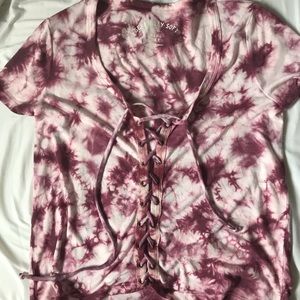 Pink and white tie dye T-shirt